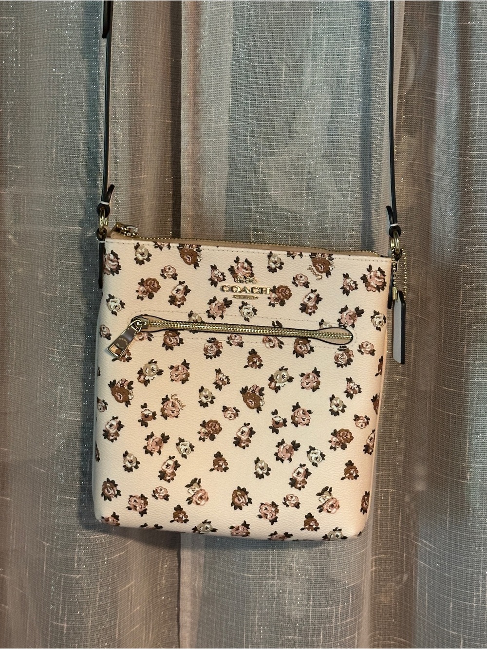 COACH Cream Floral Crossbody with Pink & Brown Accents